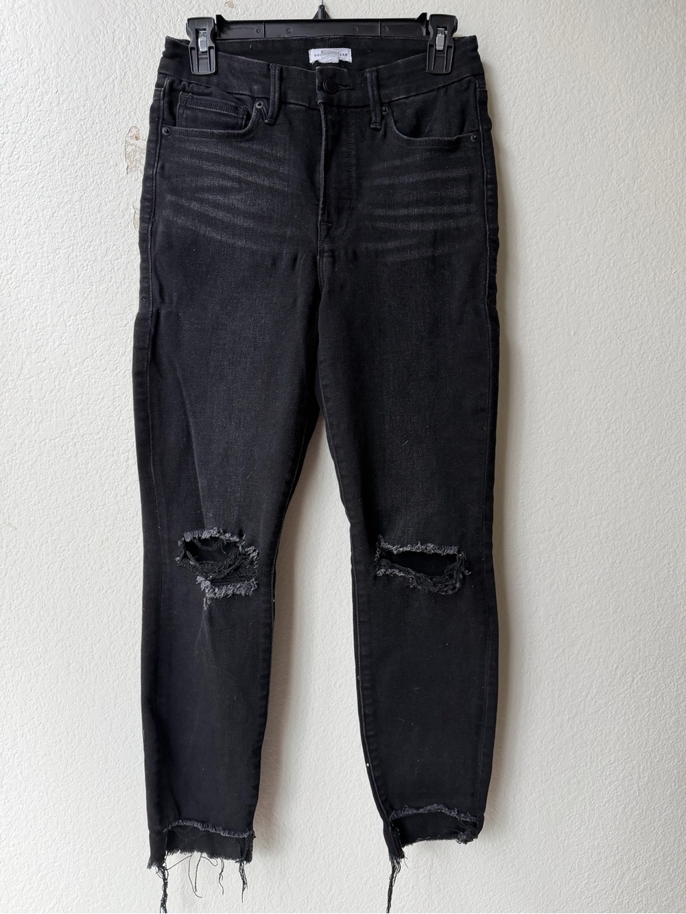 Good American Black Skinny Distressed Jeans